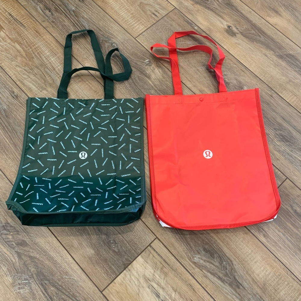 2 Big Red Reusable Lululemon Bags